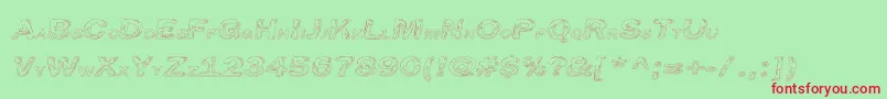 Line Etch-Schriftart – Rote Schriften auf grünem Hintergrund