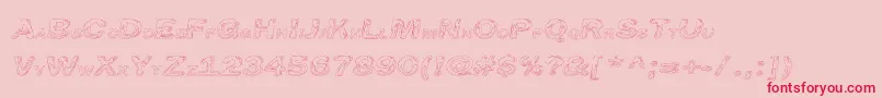 Line Etch-Schriftart – Rote Schriften auf rosa Hintergrund