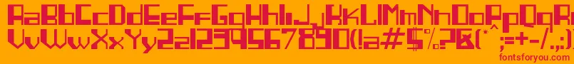 LINEA   -Schriftart – Rote Schriften auf orangefarbenem Hintergrund