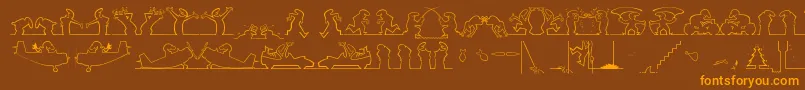 linea  1 Mac-Schriftart – Orangefarbene Schriften auf braunem Hintergrund