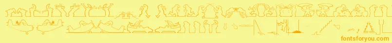 linea  1 Mac-fontti – oranssit fontit keltaisella taustalla