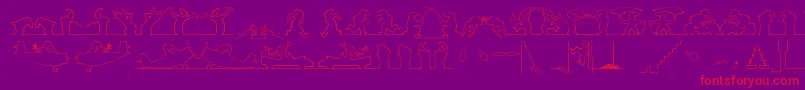 linea  1 Mac-Schriftart – Rote Schriften auf violettem Hintergrund