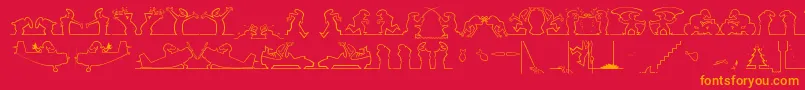 linea  1 Font – Orange Fonts on Red Background