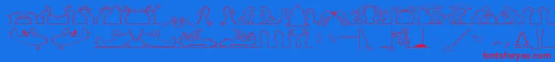 linea  1 Font – Red Fonts on Blue Background