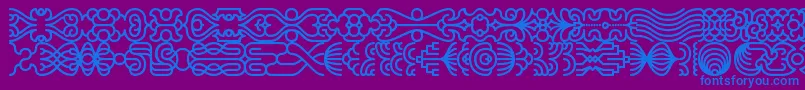lineding-Schriftart – Blaue Schriften auf violettem Hintergrund
