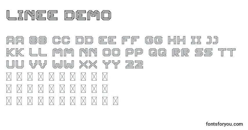 Linee DEMO-fontti – aakkoset, numerot, erikoismerkit