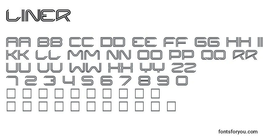 A fonte LINER    (132633) – alfabeto, números, caracteres especiais