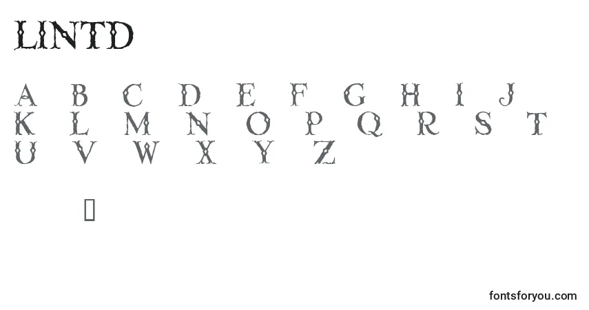 Шрифт LINTD    (132641) – алфавит, цифры, специальные символы