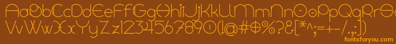 Linyat Bilog-Schriftart – Orangefarbene Schriften auf braunem Hintergrund