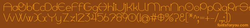 Linyat Bilog-Schriftart – Orangefarbene Schriften auf braunem Hintergrund