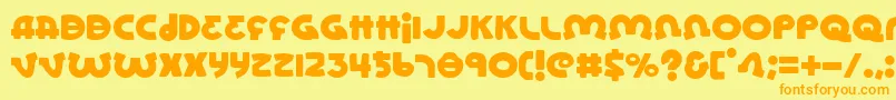 フォントlionel – オレンジの文字が黄色の背景にあります。