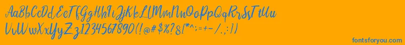 LIONELLOSCRIPTRegular Font – Blue Fonts on Orange Background