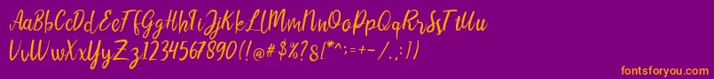 LIONELLOSCRIPTRegular Font – Orange Fonts on Purple Background