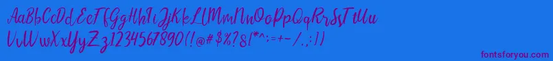 LIONELLOSCRIPTRegular-Schriftart – Violette Schriften auf blauem Hintergrund