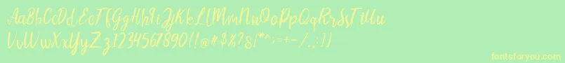 Weitere Informationen zur LIONELLOSCRIPTRegular-Schriftart LIONELLOSCRIPTRegular-Schriftart – Gelbe Schriften auf grünem Hintergrund