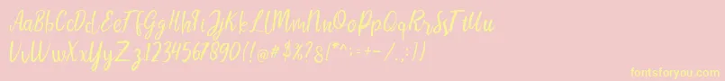 LIONELLOSCRIPTRegular Font – Yellow Fonts on Pink Background