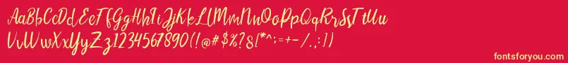 LIONELLOSCRIPTRegular Font – Yellow Fonts on Red Background