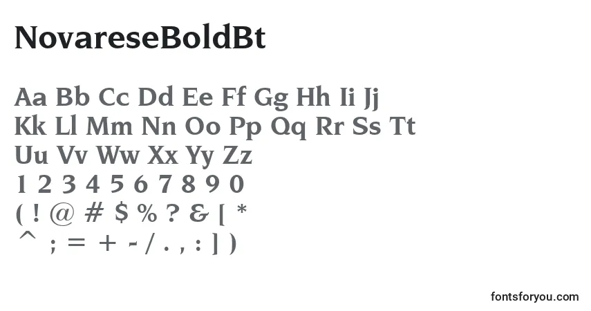 A fonte NovareseBoldBt – alfabeto, números, caracteres especiais