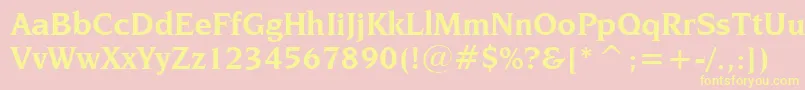 NovareseBoldBt-Schriftart – Gelbe Schriften auf rosa Hintergrund