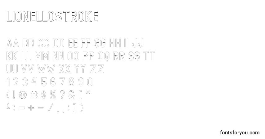 Шрифт LIONELLOStroke – алфавит, цифры, специальные символы