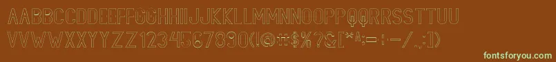 フォントLIONELLOStroke – 緑色の文字が茶色の背景にあります。