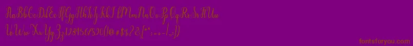 Liontine Script-Schriftart – Braune Schriften auf violettem Hintergrund