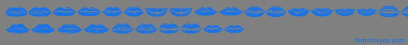 フォントLippen – 灰色の背景に青い文字