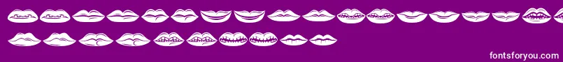 Saiba mais sobre a fonte Lippen Fonte Lippen – fontes brancas em um fundo violeta