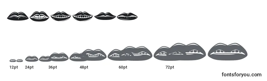 Größen der Schriftart Lippen