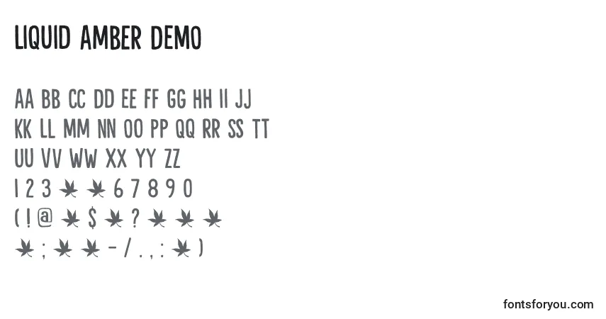 Шрифт Liquid Amber DEMO – алфавит, цифры, специальные символы