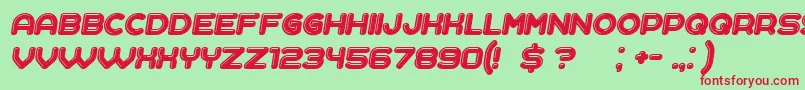 Fonte Liquid Italic – fontes vermelhas em um fundo verde