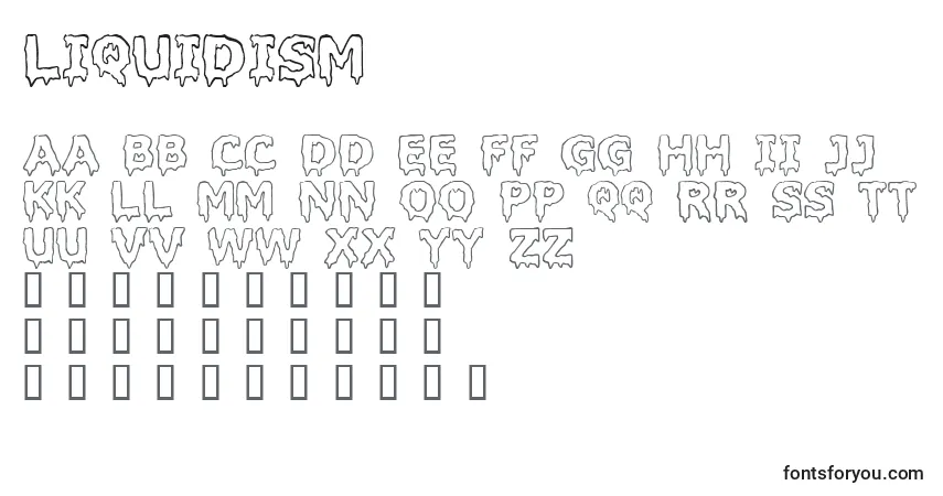 Schriftart Liquidism (132659) – Alphabet, Zahlen, spezielle Symbole