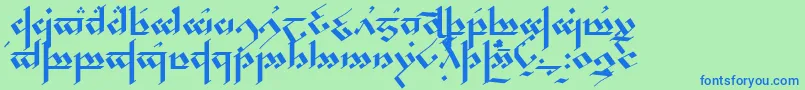 フォントNoldor – 青い文字は緑の背景です。