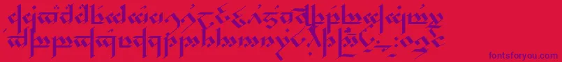 Noldor-Schriftart – Violette Schriften auf rotem Hintergrund