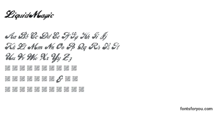 Czcionka LiquidMagic – alfabet, cyfry, specjalne znaki