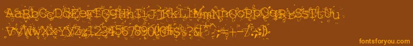 LIQUN   -Schriftart – Orangefarbene Schriften auf braunem Hintergrund