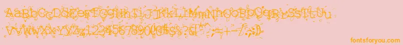 LIQUN   -Schriftart – Orangefarbene Schriften auf rosa Hintergrund