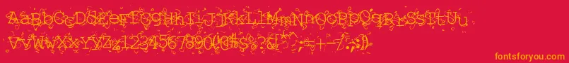 LIQUN   -Schriftart – Orangefarbene Schriften auf rotem Hintergrund