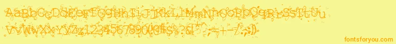 LIQUN   -Schriftart – Orangefarbene Schriften auf gelbem Hintergrund