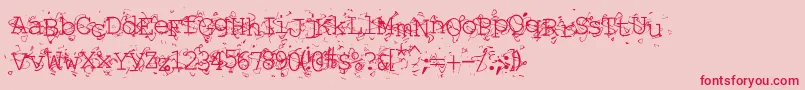 LIQUN   -Schriftart – Rote Schriften auf rosa Hintergrund