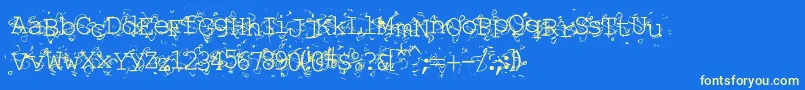 LIQUN   -Schriftart – Gelbe Schriften auf blauem Hintergrund