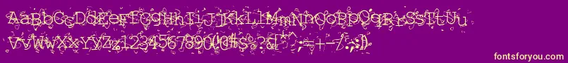 LIQUN   -Schriftart – Gelbe Schriften auf violettem Hintergrund