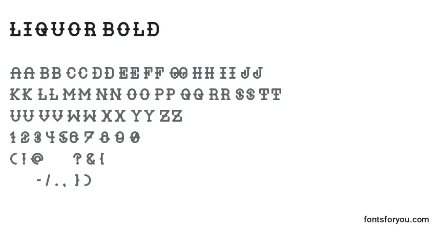Шрифт Liquor Bold – алфавит, цифры, специальные символы