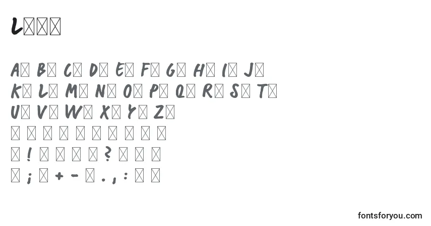 Schriftart Lisa – Alphabet, Zahlen, spezielle Symbole