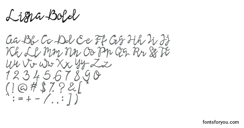 Schriftart Lisna Bold – Alphabet, Zahlen, spezielle Symbole