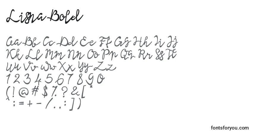 A fonte Lisna Bold (132667) – alfabeto, números, caracteres especiais