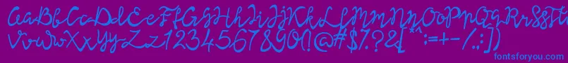 フォントLisna Bold – 紫色の背景に青い文字