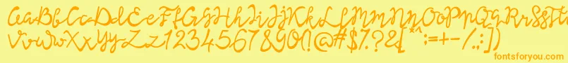 フォントLisna Bold – オレンジの文字が黄色の背景にあります。