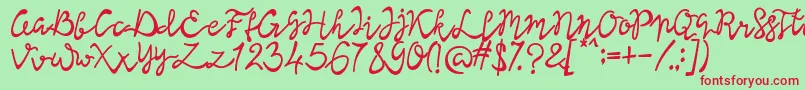 Lisna Bold-Schriftart – Rote Schriften auf grünem Hintergrund