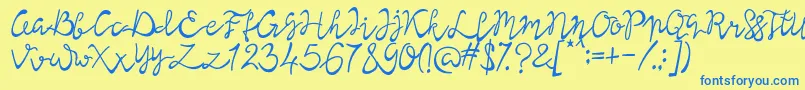 Lisna Regular-Schriftart – Blaue Schriften auf gelbem Hintergrund